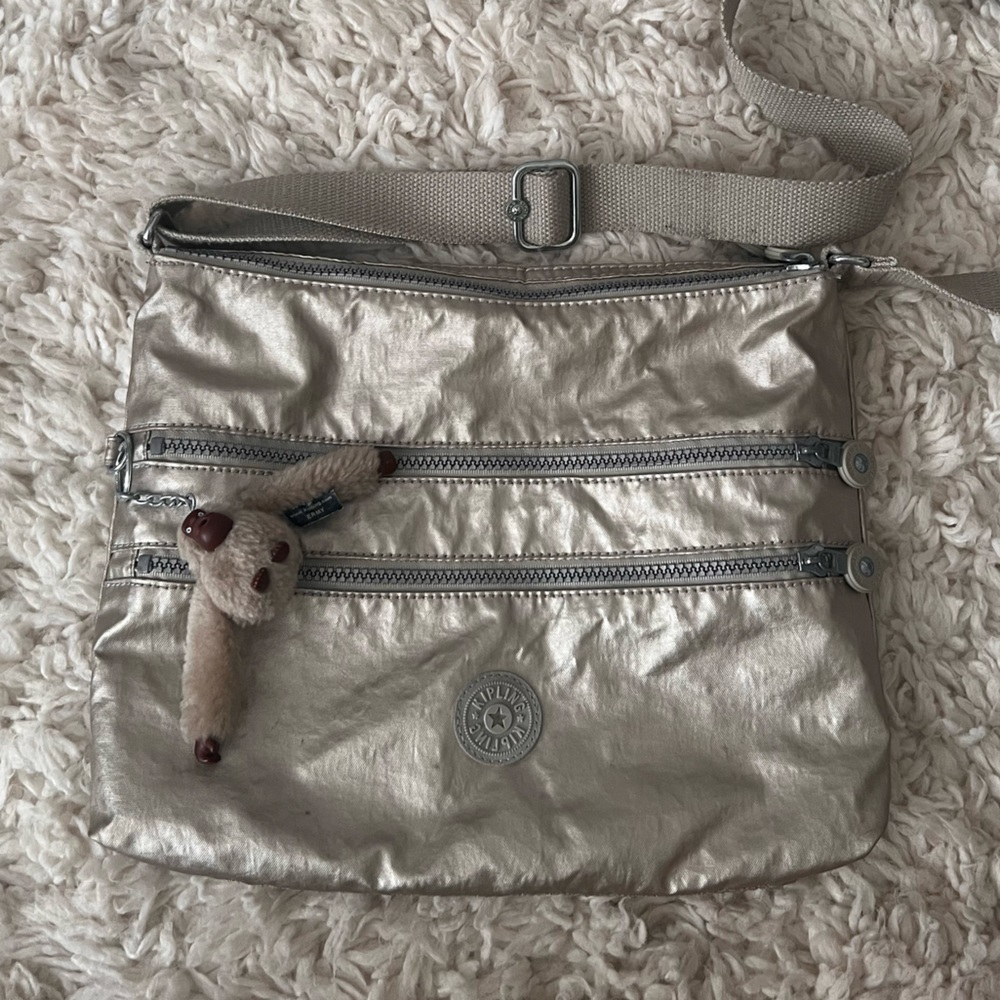 Champagne Metallic Kipling Crossbody Bag